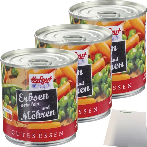 Hofgut Erbsen sehr fein mit Möhren 3er Pack 3x212ml Dose usy Block