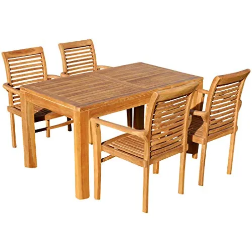TEAK SET: Gartengarnitur Bigfuss mit 4 Alpen Sesseln - Loungemöbel & Sitzgruppen, stilvolles Teakholz-Set für bis zu 4 Personen, ideal für entspannte Grillabende im Garten.