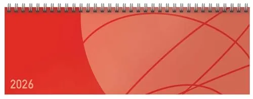 Tischkalender quer Professional Colourlux 2026 rot: 1 Woche 2 Seiten; Bürokalender; Tischquerkalender im Format: 29,8 x 10,5 cm