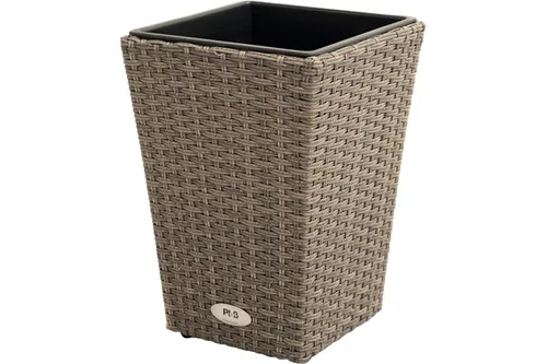 Ploß Nizza Pflanzgefäß, Champagner-meliert - Garten-Zubehör mit robustem Stahlgestell und hochwertigem Polyrattan-Geflecht, witterungsbeständig und pflegeleicht für stilvolle Pflanzenpräsentation im Freien.