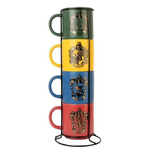 Grupo Erik Tasse Harry Potter 4er Set - Hogwarts Häuser Kaffeebecher - Bechersets - Magisches 4er Set mit Keramiktassen für Gryffindor, Slytherin, Ravenclaw und Hufflepuff. Ideal für jeden Harry Potter Fan, spülmaschinen- und mikrowellengeeignet.