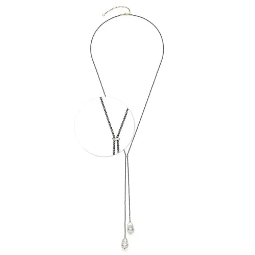 Produktbild JEWELS BY LEONARDO Halskette Sophie • lange Y-Kette aus goldfarbenem Edelstahl • kleine facettierte Hämatit-Kugeln und zwei Imitationsperlen • 70-77 cm Länge • Schmuck Geschenk für Frauen • 025527