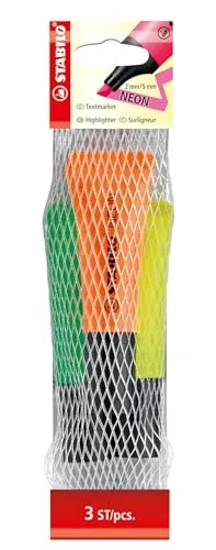 STABILO - Textmarker - NEON - 3er Pack - gelb, grün, orange