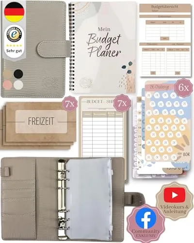 BeginnerBudget Ringbuchkalender - Budget Planner & Haushaltsbuch Starter-Set - Kalender für Budgetplanung, inklusive 144 Seiten, kostenlosen Videokurs und Zugang zur Facebook Community. Ideal für eine effektive Haushaltsführung.