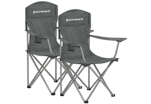 SONGMICS Campingstuhl 2er Set, bis 150 kg belastbar, schiefergrau