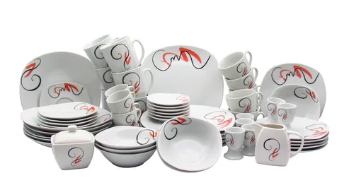 XXL Kombigeschirrset Aurelia 62 tlg. für 6 Personen | hochwertiges Porzellan