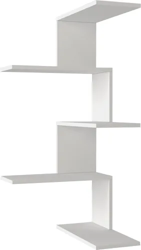 moebel17 5255 Caniko Wandregal - Weißes Designerregal mit 4 Ablagefächern - Schweberegal für Wohnzimmer, Schlafzimmer oder Büro, besticht durch modernes Design und multifunktionale Nutzungsmöglichkeiten.