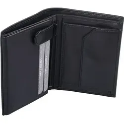 Herrenbörse Herren Geldbörse Leder Brieftasche Kombibörse , LUANA, schwarz - Schwarz