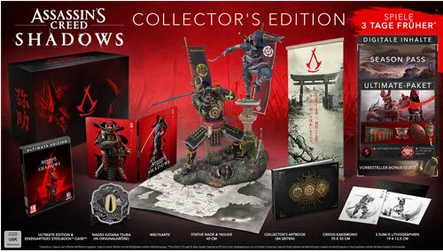 Assassin's Creed Shadows Sammler EFIGS XBOX - Limitierte Collector’s Edition für Xbox mit exklusiven Sammlerstücken, inklusive 40 cm Statue und SteelBook-Case. Erlebe packende Abenteuer im feudalen Japan!