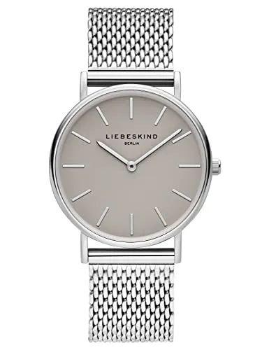 Liebeskind Berlin Armbanduhr LT-0169-MQ silber - Elegante Damenuhr mit Edelstahlgehäuse und hochwertigem Mesharmband, ideal für jeden Anlass. Das graue Zifferblatt und das Easy-Change-System sorgen für individuellen Stil und Tragekomfort.