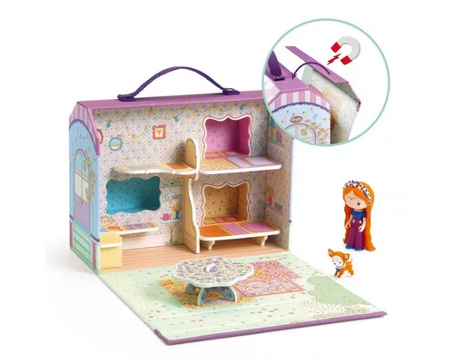 DJECO Puppenhaus Tinyly: Bluchka & Indie - Puppenhaus für kreative Rollenspiele, ideal ab 4 Jahren, mit liebevoll gestalteten Spielfiguren für fantasievolles Spielen.