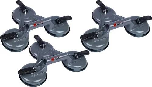 Moritz Saugheber mit 3 Saugnäpfen grau, max. 100 kg Traglast, 2-tlg.], Set, Glasheber Glassauger Plattenheber Saughalter Vakuumheber Gummisauger