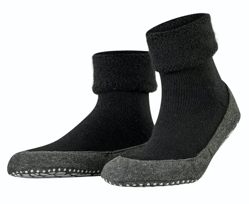 Falke Hausschuhe Cosyshoe - Weiche Merinowolle in Schwarz für Damen/Herren - Bequeme Hausschuhe aus feiner Merinowolle mit optimaler Passform und wärmendem Innenplüsch. Ideal für entspannte Stunden zu Hause. Größen: 39-40.