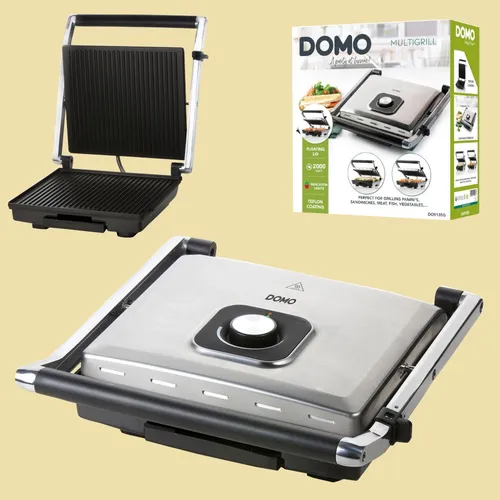 Domo DO9135G Kontaktgrill, 2000 W aus Edelstahl von DOMO