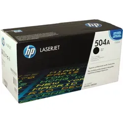 Original HP 504A Toner für Color LaserJet CP3520 - Schwarz - Toner für HP LaserJet, professionelle Druckqualität mit 5000 Seiten Ergiebigkeit und verbesserter ColorSphere-Technologie für lebendige Farben und scharfen Text.