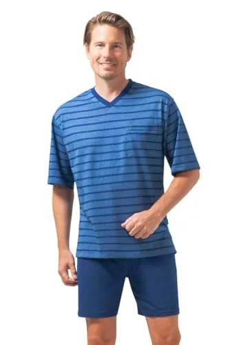 hajo Herren Schlafanzug Set - Shorty, kurz, Kurzarm, Klima-Light, Cotton-Mix Blau, 60