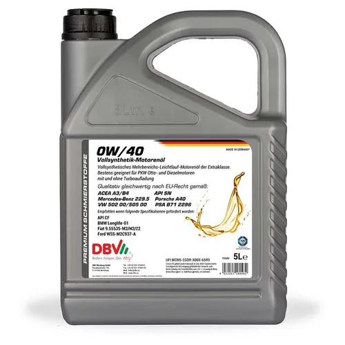 DBV synthetisch 0W-40 5 Liter