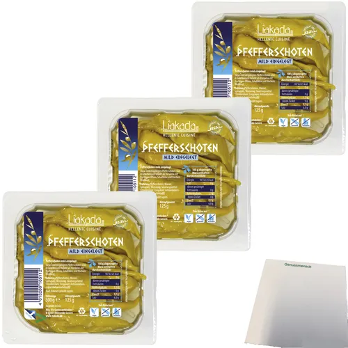 Liakada Pfefferschoten mild eingelegt 3er Pack 3x125g Packung usy Block
