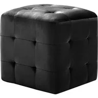 vidaXL 2X Samt Sitzpouf Schwarz - Stilvolle Hocker aus schmutzabweisendem Samt mit Holzrahmen, ideal als dekorative und praktische Ergänzung für Ihr Zuhause. Lieferung umfasst 2 Stück, Maße 30x30x30cm.