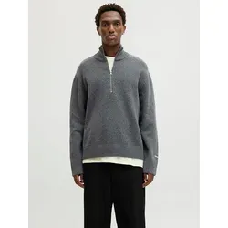 Jack & Jones Herren Strickpullover JORNORREBRO KNIT HALF ZIP Grau XXL - Herren-Pullover im Relaxed Fit, ideal für Büro und Freizeit, aus einer bequemen Baumwollmischung für optimalen Tragekomfort.
