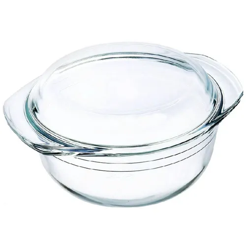 Glasbräter Auflaufform Backform Bräter Glaskochgeschirr Deckel Rund Küche 3,3 L