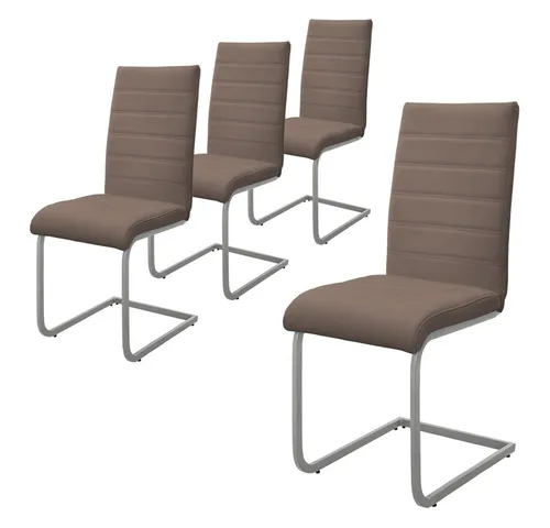 ML-Design Esszimmerstühle 4er Set - Ergonomische Freischwinger in Braun - Esszimmerstühle mit hoher Rückenlehne für optimalen Sitzkomfort. Robuste Konstruktion und pflegeleichte Oberfläche, ideal für Küche und Wohnzimmer.