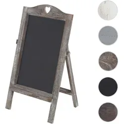 Werbetafel HWC-E51 - Vintage Kreidetafel im Shabby-Look - Präsentation: Dekorative Werbetafel aus massivem Paulowniaholz mit Klappfunktion, ideal für Innen- und Außenbereiche, fertig montiert und bereit für kreative Botschaften.