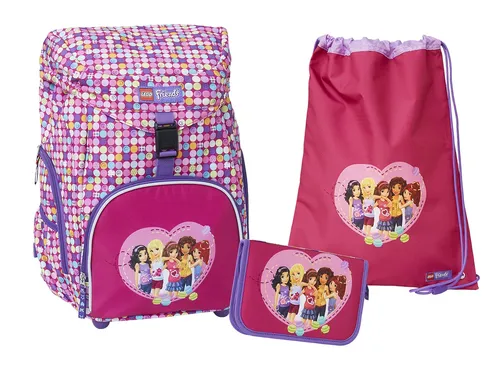 Lego Friends OUTBAG Schulranzenset 3tlg - Leichtgewicht und ergonomisch - Schulranzen Set 3tlg. mit nur 950 g, ergonomischem Rückenpolster und praktischem Magnetverschluss für höchsten Tragekomfort. Inklusive Federmappe und Turnbeutel.