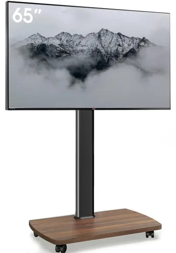 TV Ständer Rollbar mit Holzablage für 32-65 Zoll Fernseher