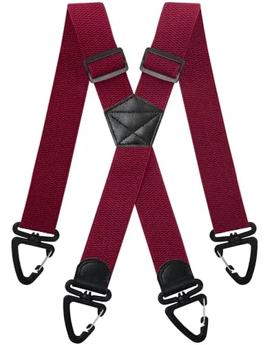 Gucass Extra Starke Hosenträger Herren, X-Form, Breit 3,8 cm, Elastisch und Längenverstellbar, Tiefrot