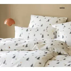 Elegante Bettwäsche Winterwald, Flanell, 2-teilig