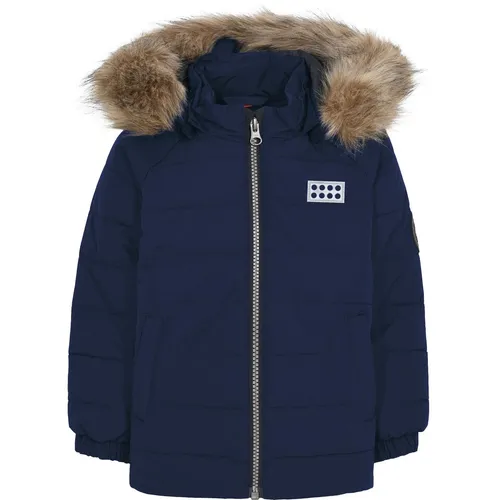 Lego Wear Baby Jungen Lwjulio Jacke 590 Dark Navy - Jacke für Baby-Jungen, winddicht und atmungsaktiv mit 3.000 mm Wassersäule, abnehmbarer Kapuze und Kunstfellbesatz, ideal für kalte Tage.