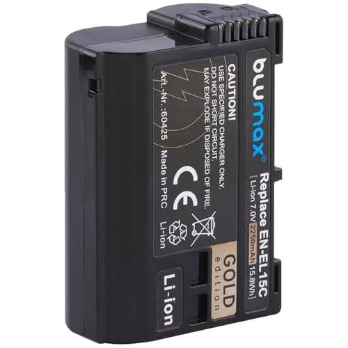 Blumax Akku kompatibel mit Nikon EN-EL15c |- 2250mAh -| EN-EL15b EN-EL15a EN-EL15 für /- Z8 Z7 II Z6 II Z5 Zf -/ D500 D800 D850 D7200 D7500-1 V1