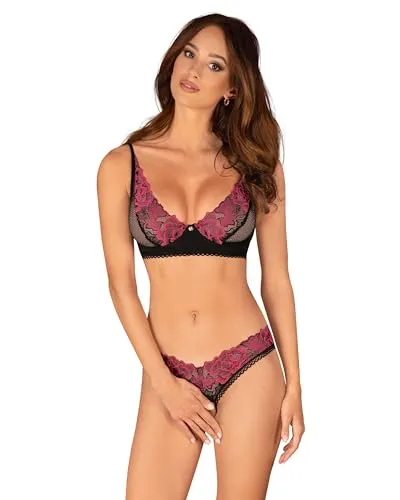 Obsessive Rosenty Dessous-Set, Schwarz, XS/S