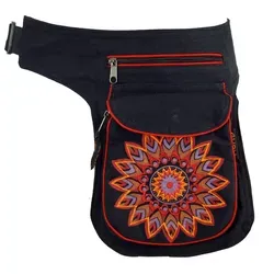 Stoff Sidebag + Gürteltasche Mandala, Goa Gürteltasche, Bauchtasche - rot