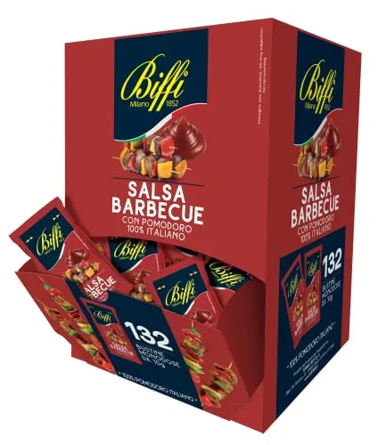 Biffi - Barbecue-Sauce mit 100% italienischen Tomaten - Leicht scharf - Portionsgröße - 132 x 10 g Beutel