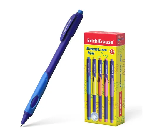 Erich Krause Kugelschreiber, Kugelschreiber ErgoLine Kids 0,35mm mit Gummigriff 10 Stück Blau