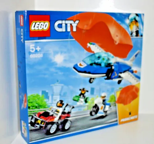 LEGO City Polizei Flucht mit dem Fallschirm 60208 - Actiongeladenes Polizeiset mit Hochgeschwindigkeitsflugzeug und 4 Minifiguren, ideal für kreative Spielabenteuer
