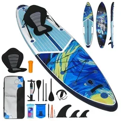 Puluomis Aufblasbares SUP-Board Set mit Halter und Sitz - Aufblasbares SUP-Board für Paddelspaß, bis 150 kg belastbar. Inklusive Rücksack und Doppelpaddel für einfachen Transport und Nutzung. Ideal für Wassersportliebhaber!