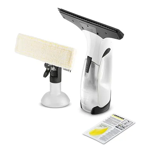 Kärcher Fenstersauger WV 2 Plus, Akku-Laufzeit 35 min, LED-Anzeige für Batteriestatus, Saugdüse: 280 mm, Sprühflasche mit Mikrofasertuch, 20 ml Fensterreiniger Konzentrat
