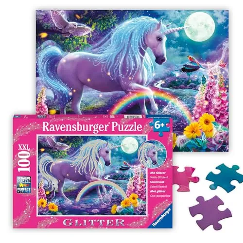 Ravensburger 12980 XXL-Licorne scintillante - 100-teiliges Einhorn Puzzle für Kinder, glitzernd und ideal für kreatives Spielen ab 6 Jahren