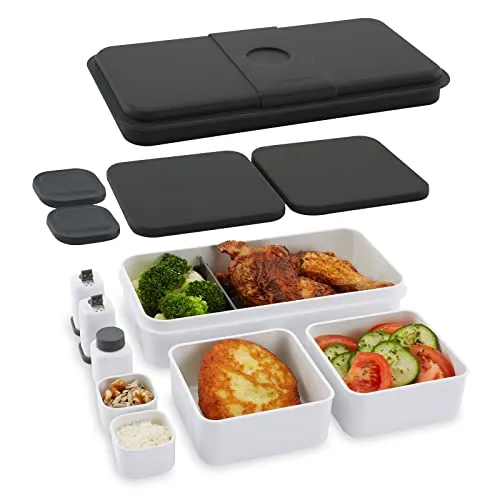 Cloer 800S2-1 Lunch Care System - 15-teiliges Bento Box Set für Kinder und Erwachsene - Umfangreiches 15-teiliges Set mit großen und kleinen Boxen, ideal für Meal-Prep. Praktisch und vielseitig, hält Temperaturen aus und ist 100% BPA-frei. Perfekt für leckere Lunches unterwegs!