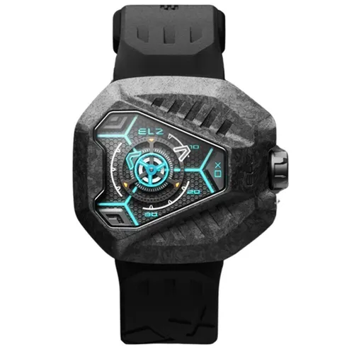 The ElectricianZ XO The Shadow Swiss Quarz Gummi Schwarz PVD Herren Uhr