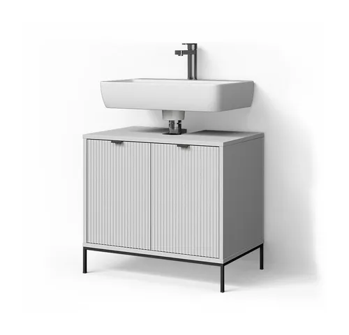 Livinity Waschtischunterschrank ATERNO, Weiß, 70 x 63 cm - Unterschrank fürs Bad mit elegantem Design und funktionalen 2 Türen, ideal für stilvolle Badezimmergestaltung.