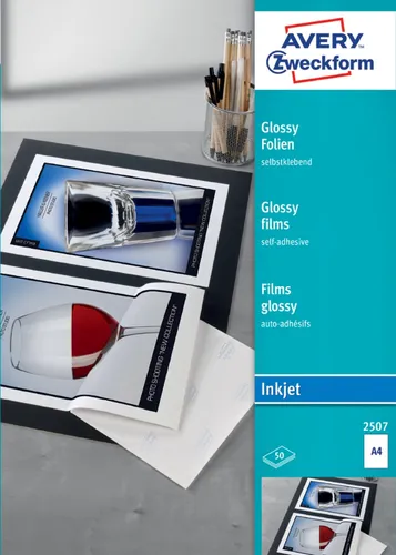 AVERY Zweckform Inkjet Folien A4, klar, 0,17 mm - Sonstige, hochwertige Inkjet Folien für brillante Druckergebnisse, ideal für Präsentationen und kreative Projekte.