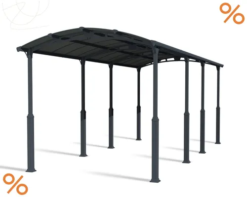 Doppelcarport Palram – Canopia Alpine 8500, anthrazit - Robuster Doppelcarport mit Tonnendach aus Aluminium, ideal für den Schutz Ihres Fahrzeugs und langlebig bei allen Wetterbedingungen.
