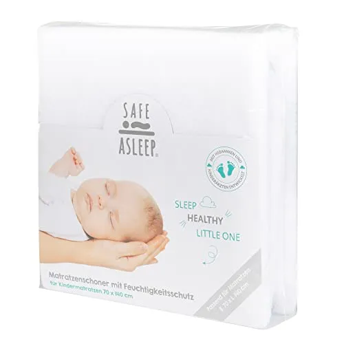 roba Matratzenschoner 60 x 120-70 x 140 cm - Wasserdichte & atmungsaktive Matratzenauflage für Babys/Kinder - safe asleep® - GOTS und Oeko-Tex 100 - für Babybetten - Weiß