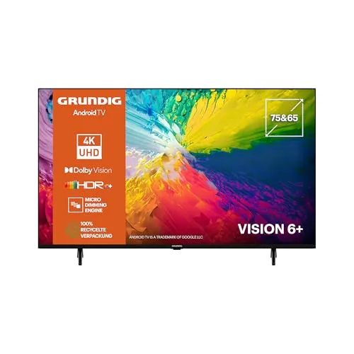 GRUNDIG 75 VOE 73 Fernseher 75 Zoll - Smart TV mit 4K UHD, Dolby Vision und HDR10+ für ein beeindruckendes Kinoerlebnis. Nachhaltig produziert mit 100% recycelter Verpackung und Eco Button für 23% Energieeinsparung.
