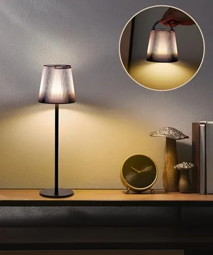 Faithorse Tischlampe Kabellos, Dimmbare LED Akku Tischleuchte IP54 wasserdichte Schreibtischlampe Touch Lampe mit 3 Farbmodi Wiederaufladbares Lampe Nachtlicht für Schlafzimmer (Grau)