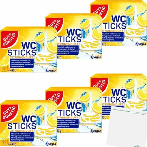usy Bundle für Gut&Günstig WC-Sticks Lemon 6er Pack (6x 4x40g Packung) + usy Block